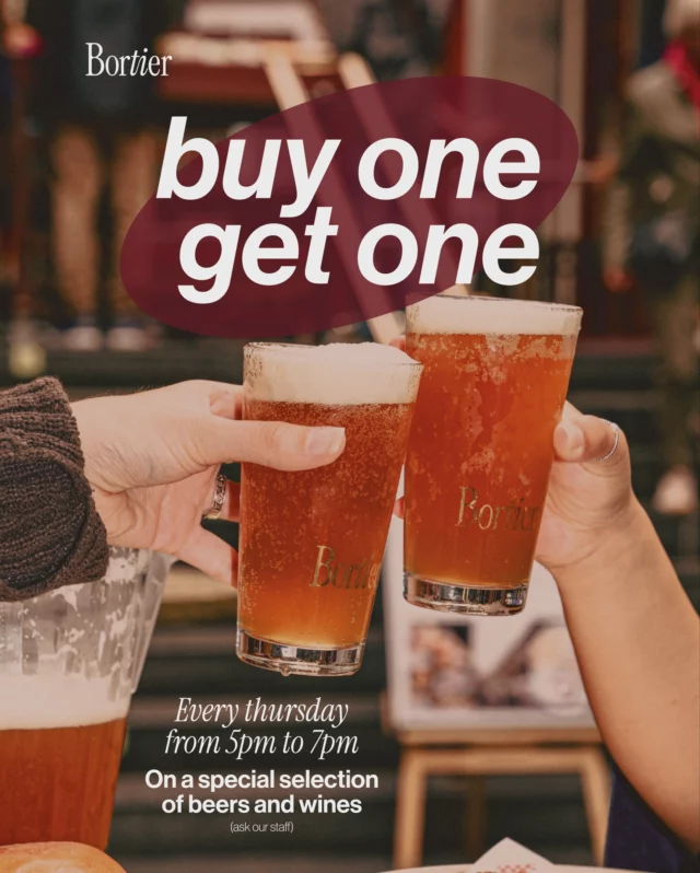 Every Thursday, indulge a little more 🍻🍷
Buy one, enjoy one on us !
A curated selection of wines and beers, thoughtfully renewed each week ✨